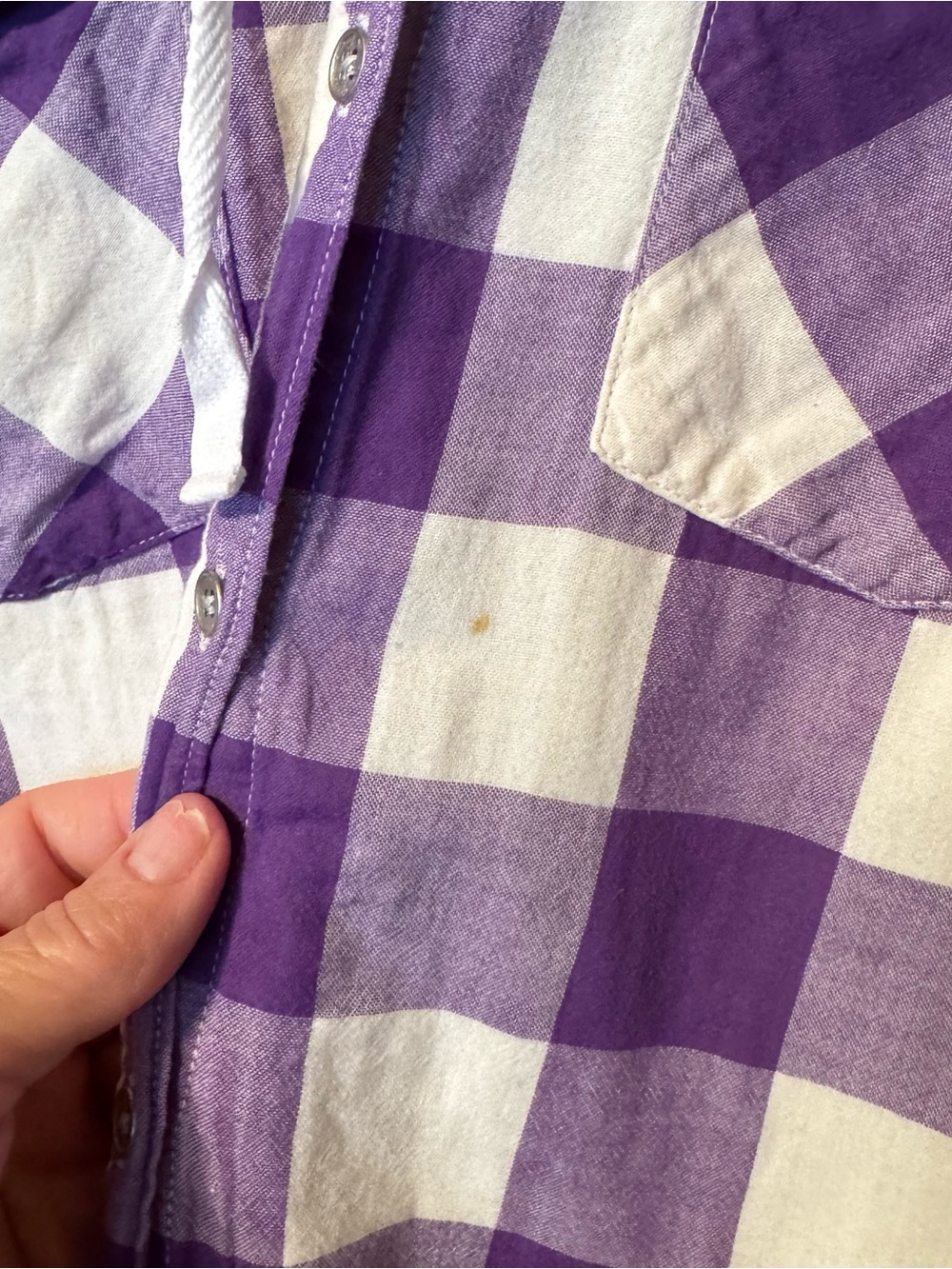 Columbia LSU Tigers Women’s XL Purple Plaid Hooded Flannel Shirt Roll Tab - Picture 10 of 12